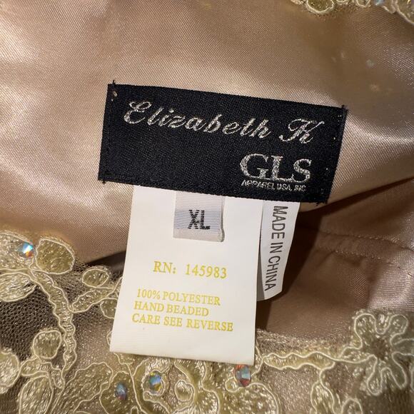 ELIZABETH by GLS Champagne Party Prom Sequin Beaded Dress women’s size XL - Picture 9 of 9